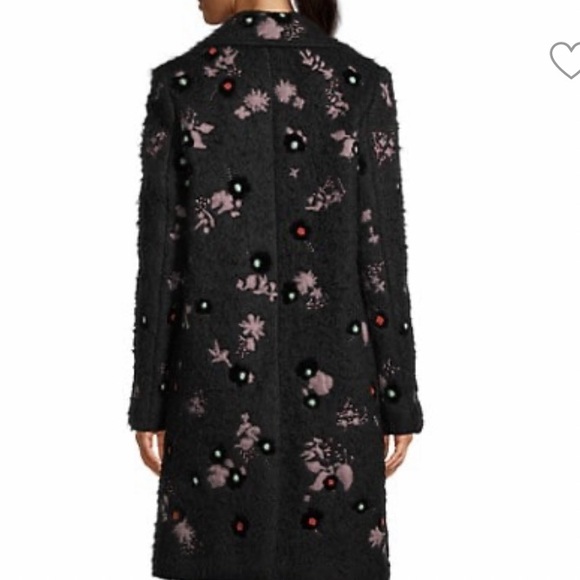 VALENTINO COUTURE BLACK EMBROIDERED EMBELLISHED WOOL BLEND LUXURY COAT SIZE 4 - Picture 3 of 16